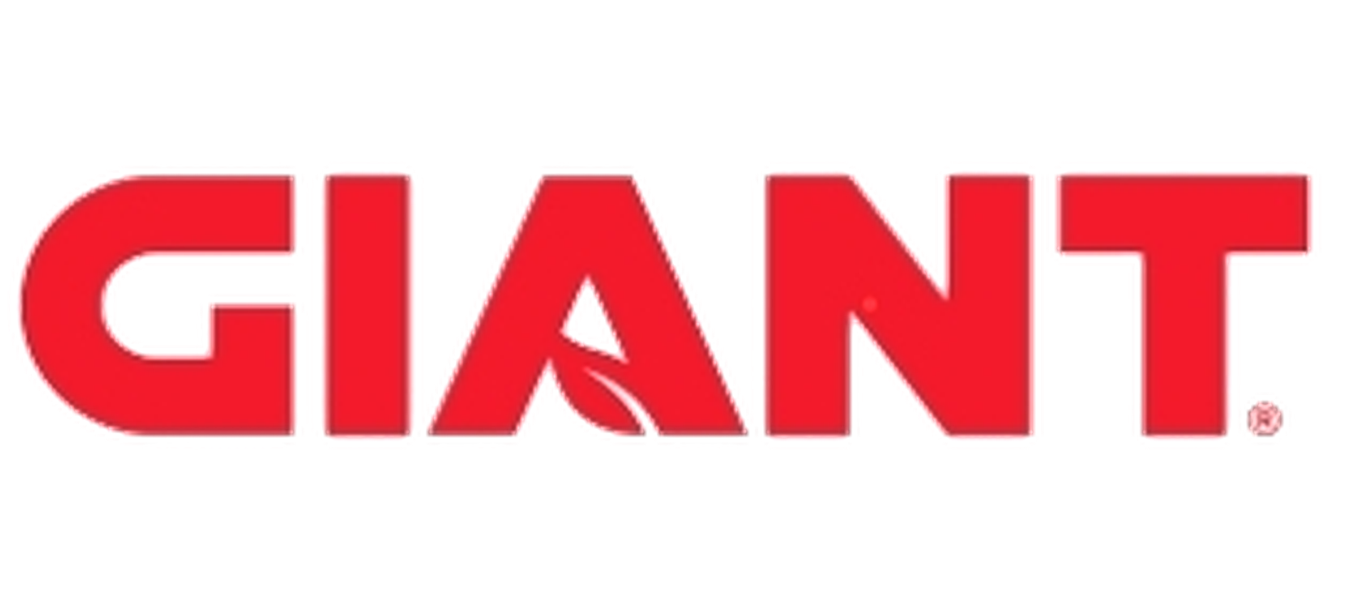 Bright red GIANT logo stands out against a black background, with bold outlined lettering and a small trademark mark at the end of the word.