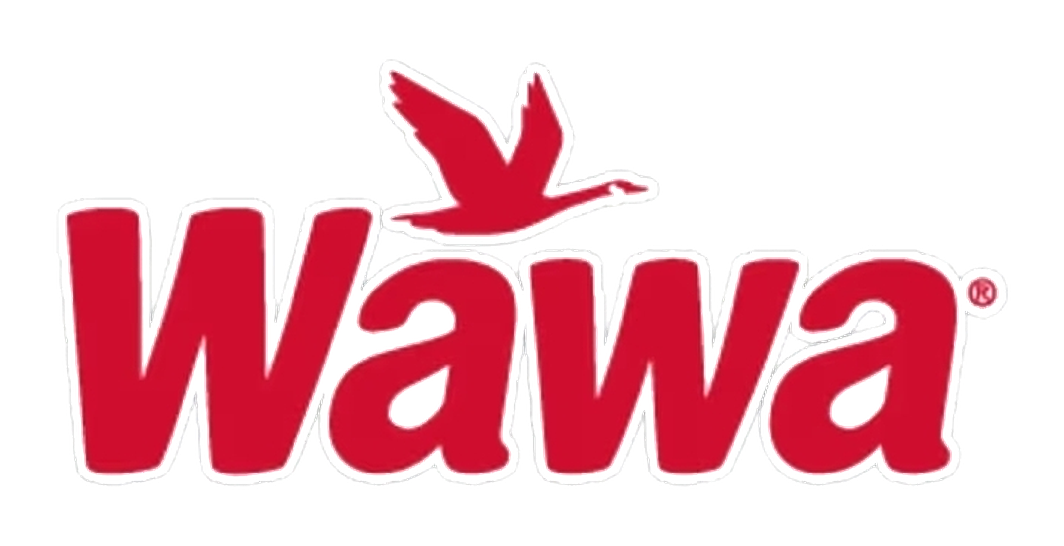 The red Wawa logo with a flying bird appears on a transparent background, creating a clean brand mark for the convenience store chain in bold lettering.